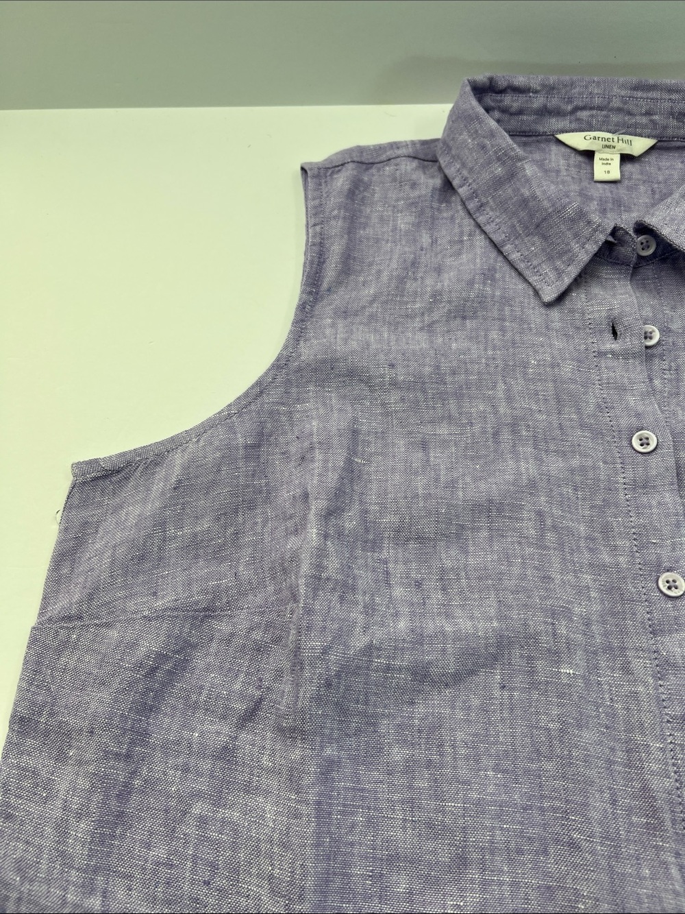 Garnet Hill Sleeveless Lavender Linen Shirt Dress - Picture 6 of 16